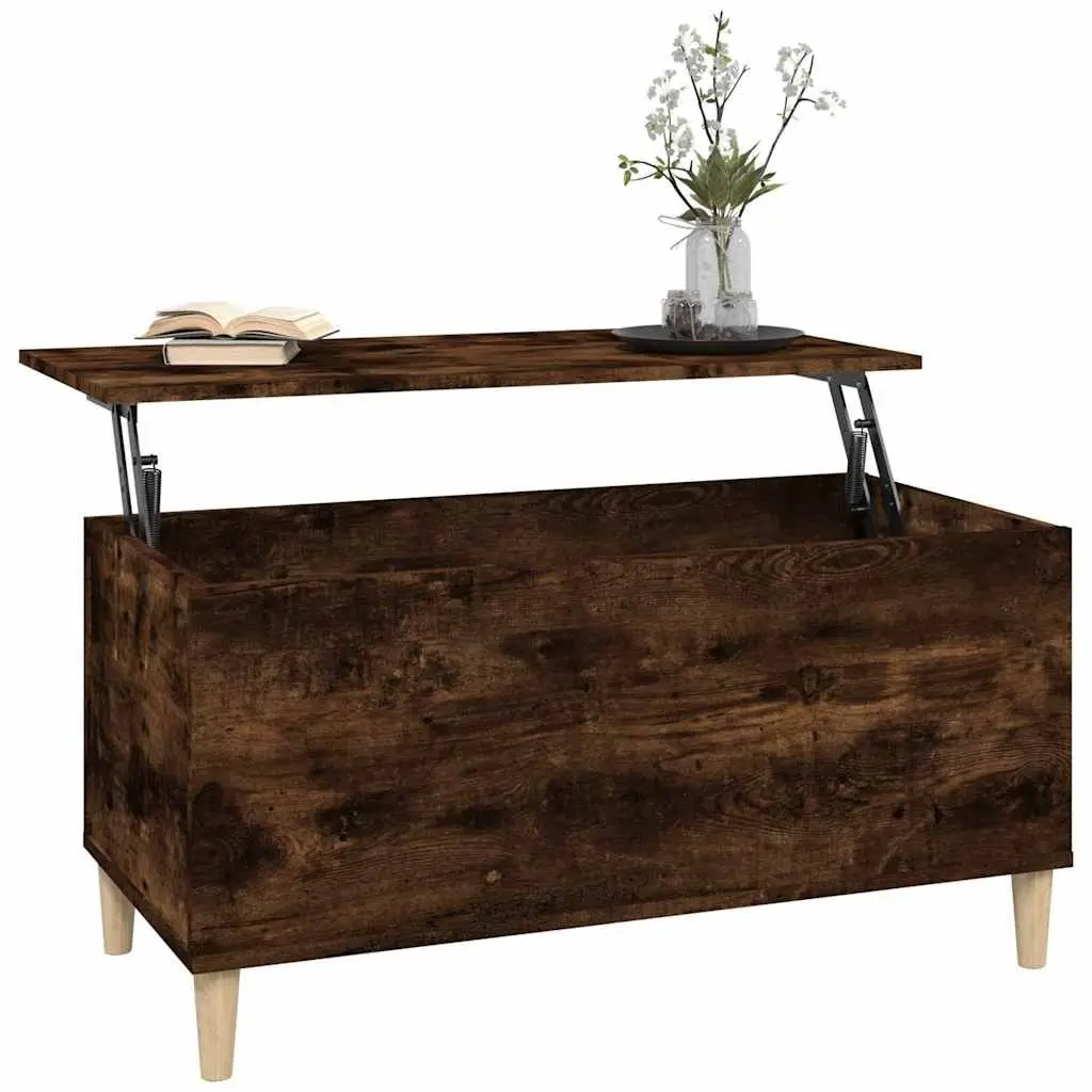 Lift Top Coffee Table Engineered Wood 90 x 44.5 x 45 cm Smoked Oak Brown