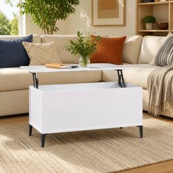 Stylish White Lift-Top Coffee Table with Storage