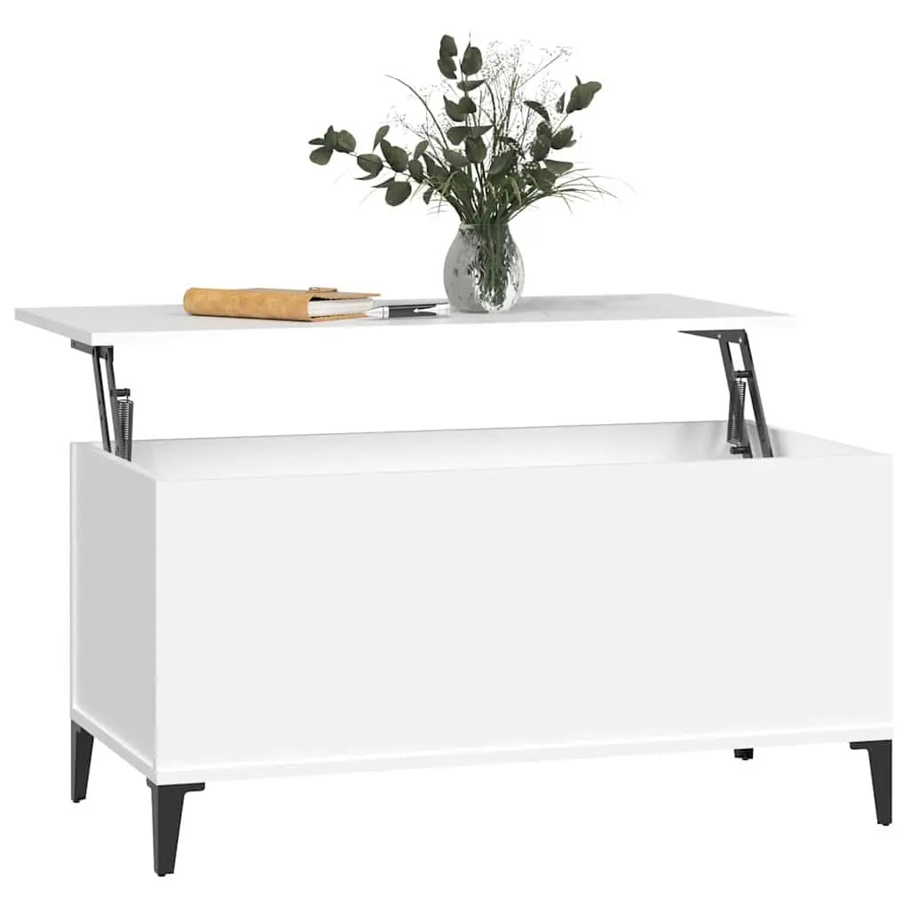 White Lift-Top Coffee Table with Storage