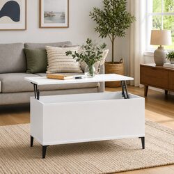 High Gloss White Coffee Table with Lift Top and Storage