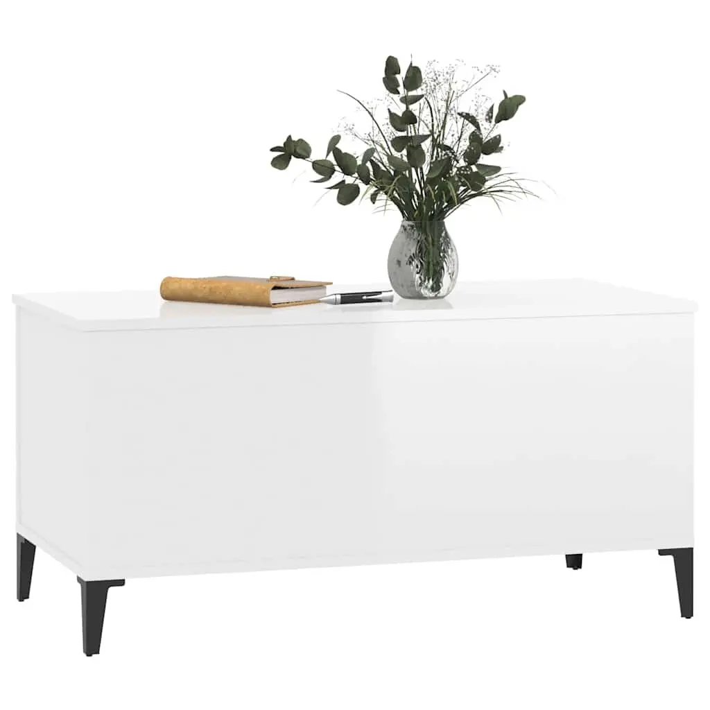 High Gloss White Coffee Table with Lift Top and Storage