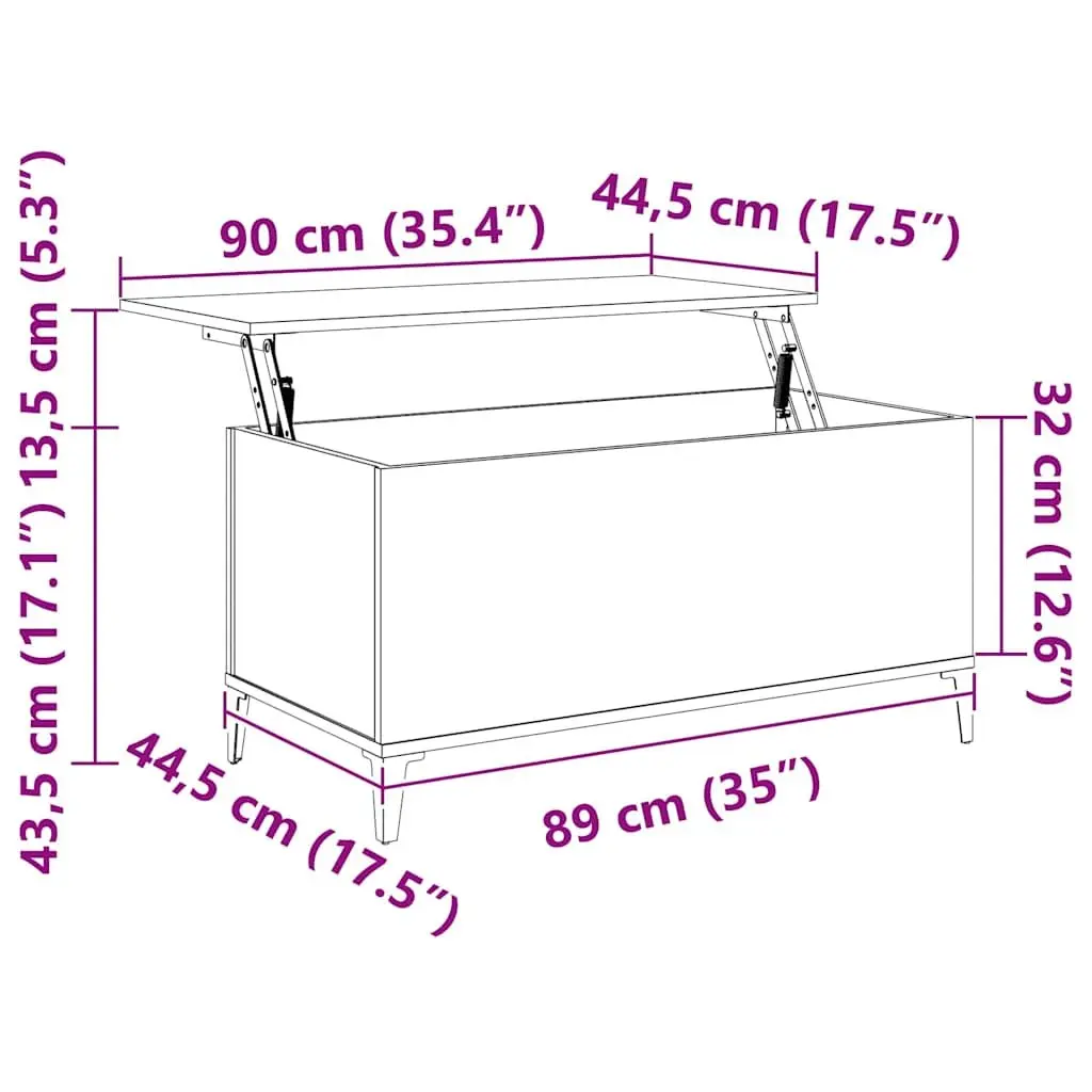 High Gloss White Coffee Table with Lift Top and Storage