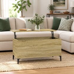 Durable Brown Coffee Table with Lift-Top Storage