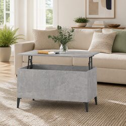 Grey Engineered Wood Lift-Top Coffee Table with Storage