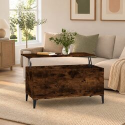 Brown Lift-Top Coffee Table with Hidden Storage