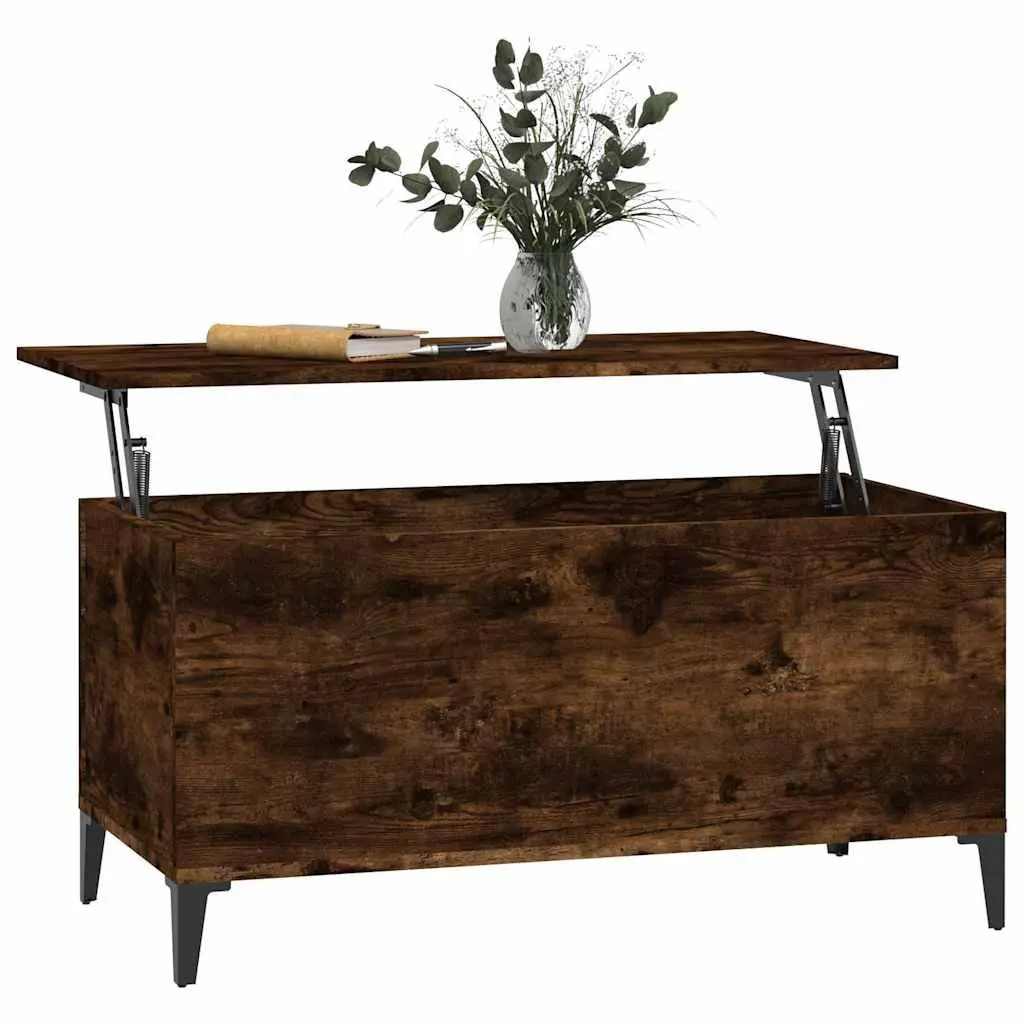 Brown Lift-Top Coffee Table with Hidden Storage