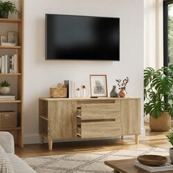 Sturdy Sonoma Oak Brown Engineered Wood TV Cabinet