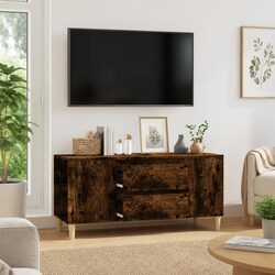 Sturdy Smoked Oak TV Cabinet with 4 Compartments