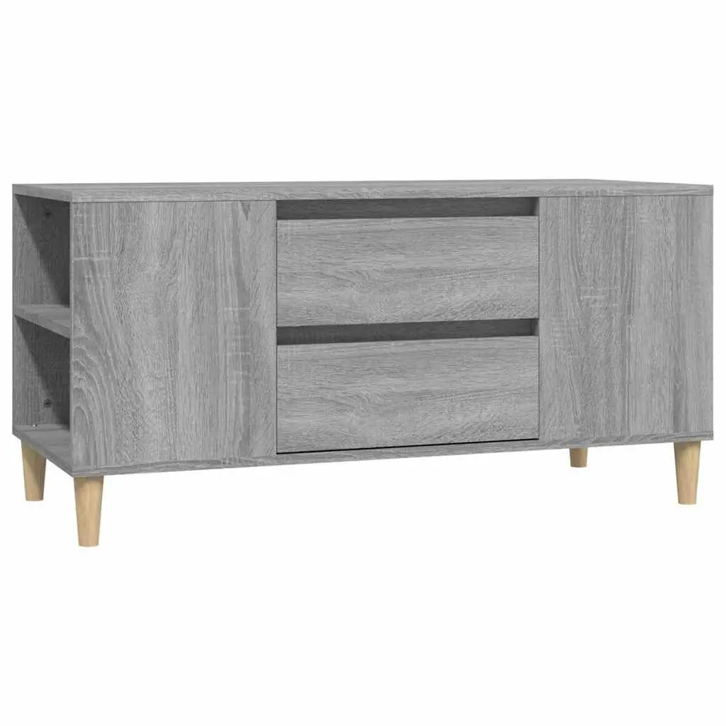 TV Cabinet Engineered Wood 102x44.5x50cm Grey Storage Unit Drawers