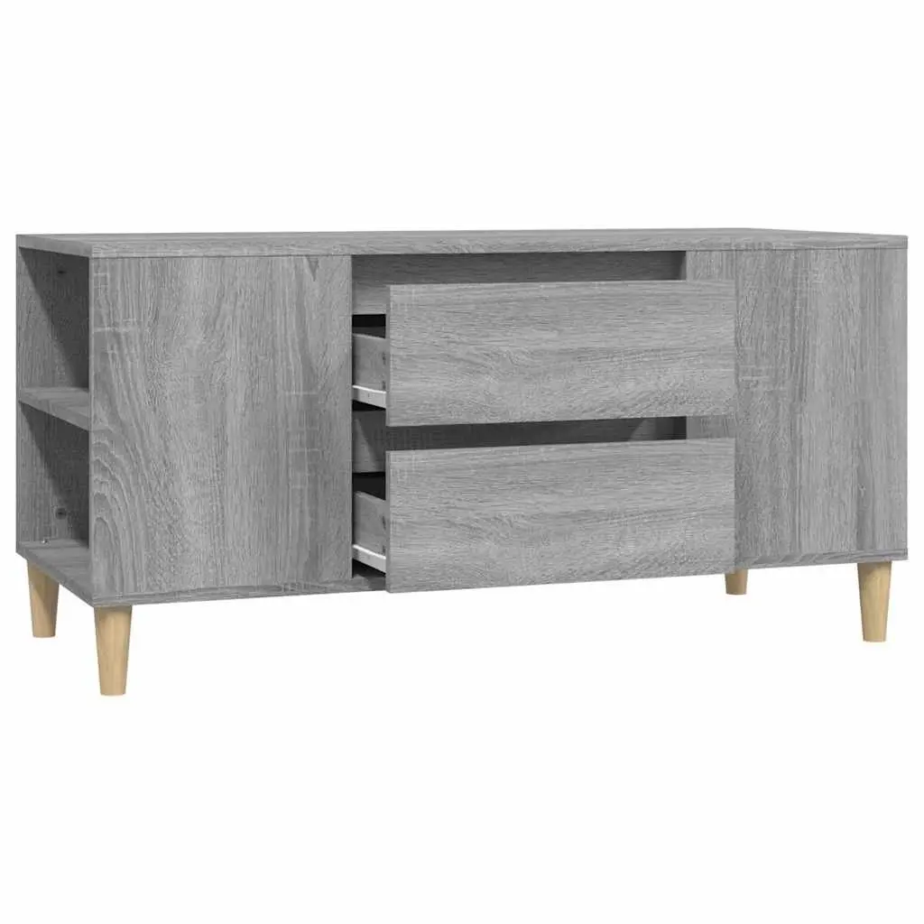 TV Cabinet Engineered Wood 102x44.5x50cm Grey Storage Unit Drawers
