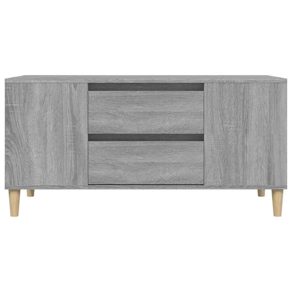 TV Cabinet Engineered Wood 102x44.5x50cm Grey Storage Unit Drawers