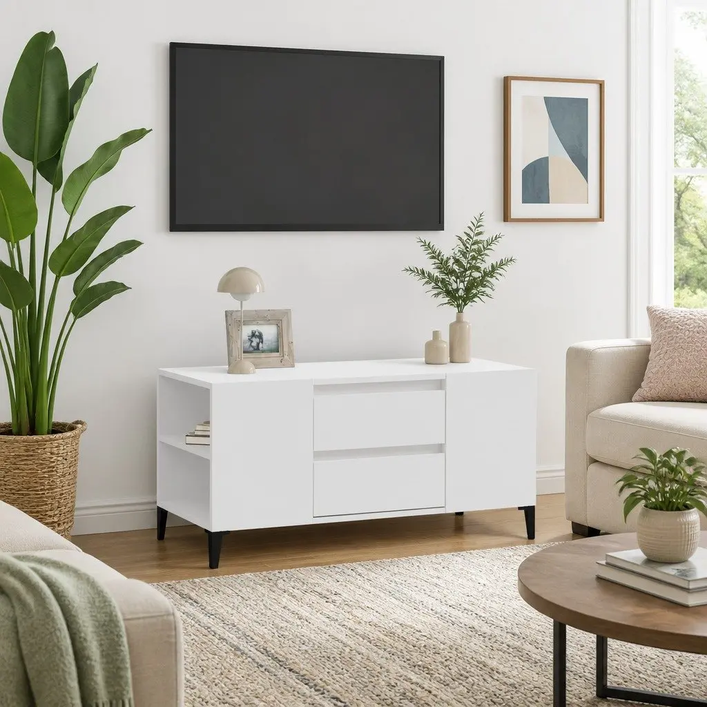 TV Cabinet Engineered Wood 102x44.5x50 cm White