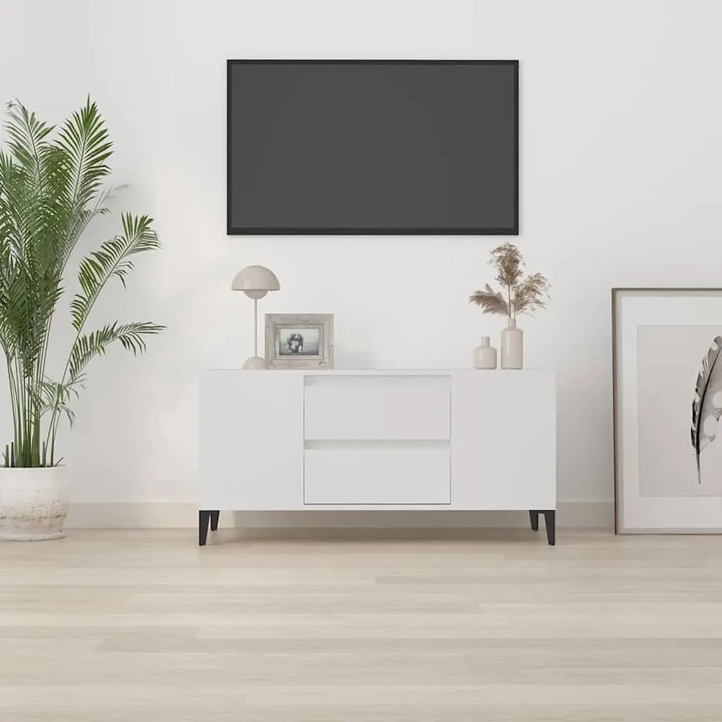 TV Cabinet Engineered Wood 102x44.5x50 cm White