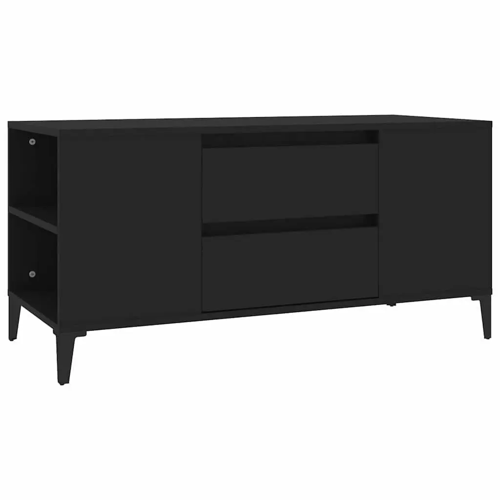 TV Cabinet Engineered Wood 102x44.5x50 cm Black Storage Unit with Drawers