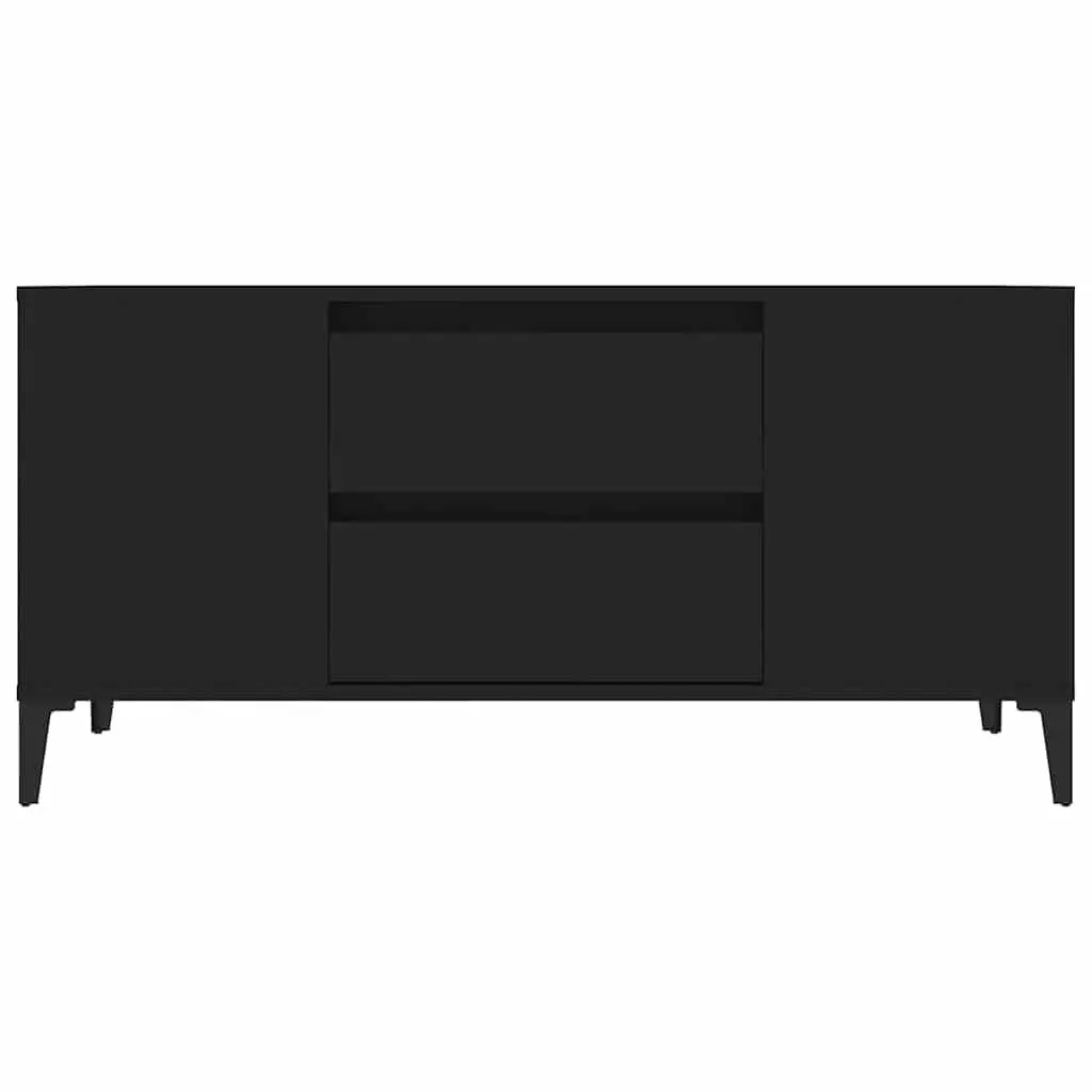 TV Cabinet Engineered Wood 102x44.5x50 cm Black Storage Unit with Drawers
