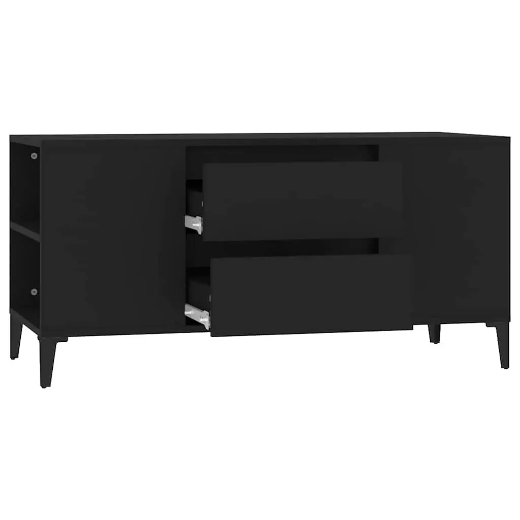 TV Cabinet Engineered Wood 102x44.5x50 cm Black Storage Unit with Drawers