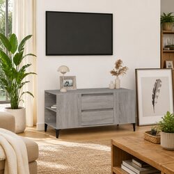 Industrial Style Grey Sonoma TV Cabinet with 4 Compartments
