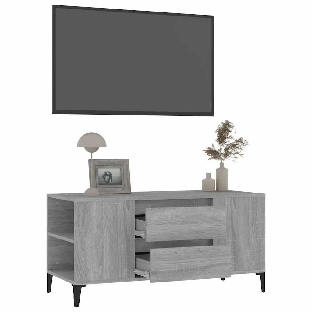 Industrial Style Grey Sonoma TV Cabinet with 4 Compartments