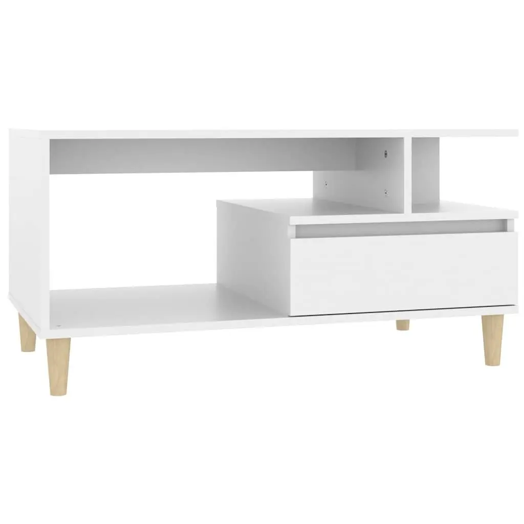White Coffee Table 90x49x45 cm with Storage