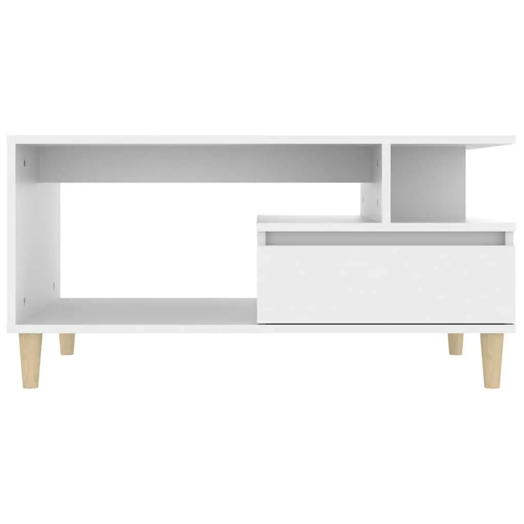 White Coffee Table 90x49x45 cm with Storage