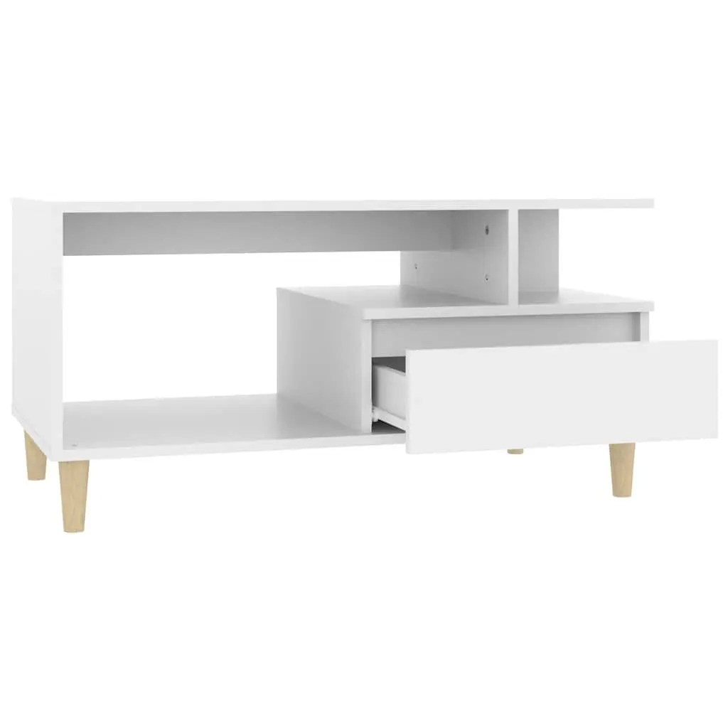 White Coffee Table 90x49x45 cm with Storage