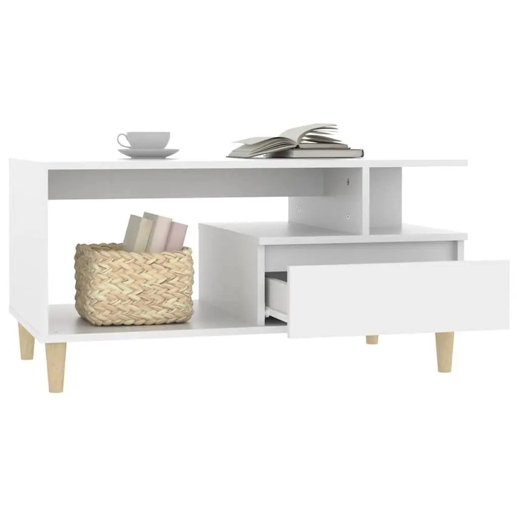 White Coffee Table 90x49x45 cm with Storage