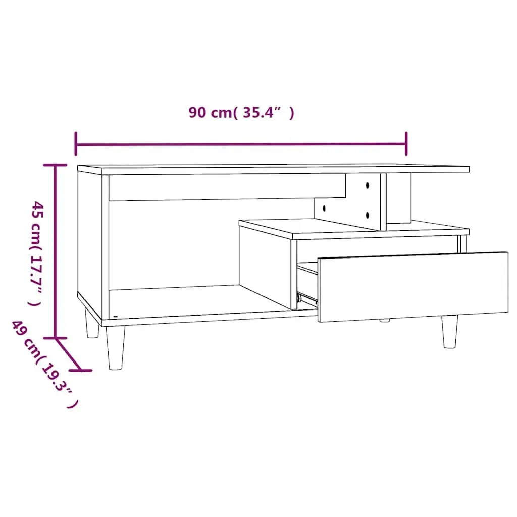 Black Engineered Wood Coffee Table with Storage Drawer