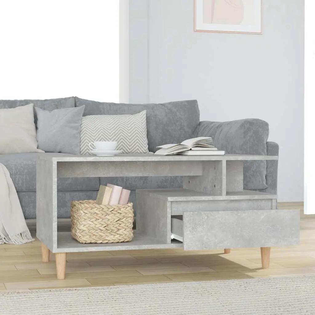 Grey Engineered Wood Coffee Table with Storage