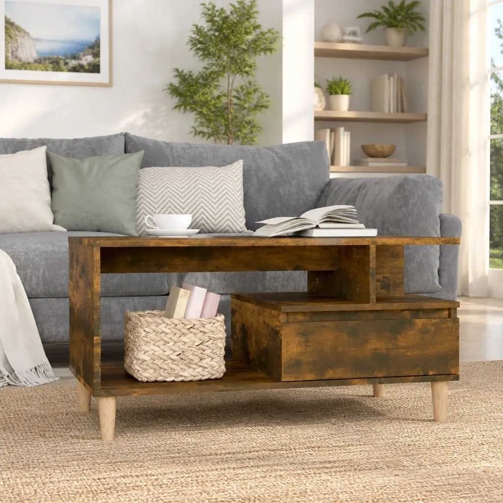 Coffee Table with Drawer Storage in Smoked Oak