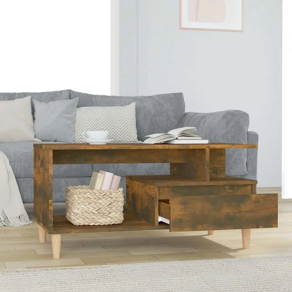 Coffee Table with Drawer Storage in Smoked Oak