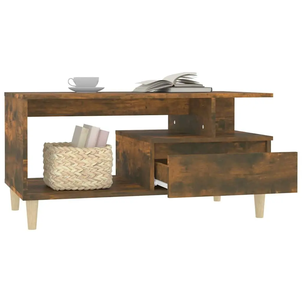 Coffee Table with Drawer Storage in Smoked Oak