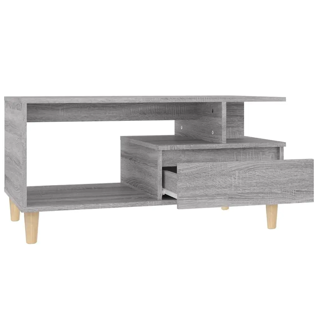 Coffee Table Grey Sonoma 90x49x45cm Open Compartment Drawer Storage Accent Table