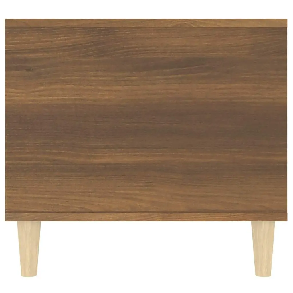 Brown Oak Coffee Table with Open Storage and Drawer