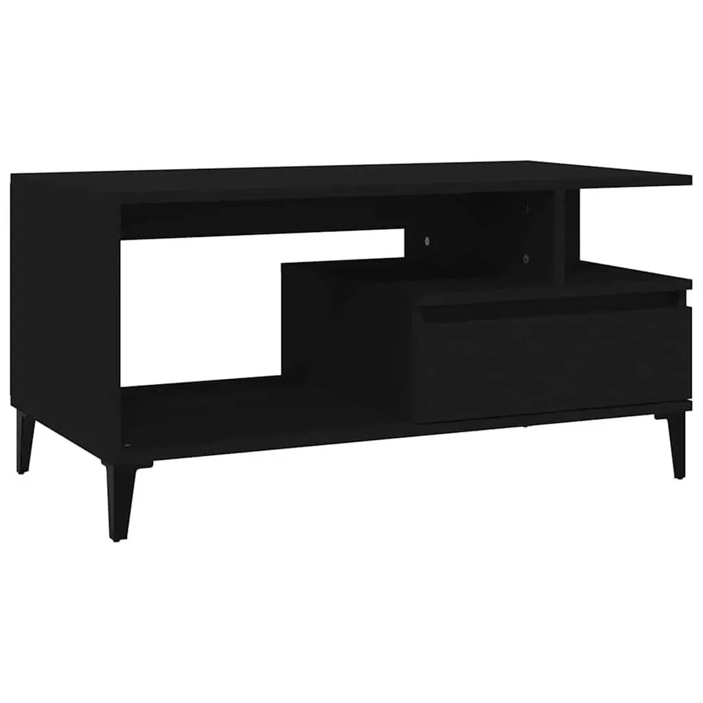 Coffee Table Engineered Wood 90 x 49 x 45 cm Black