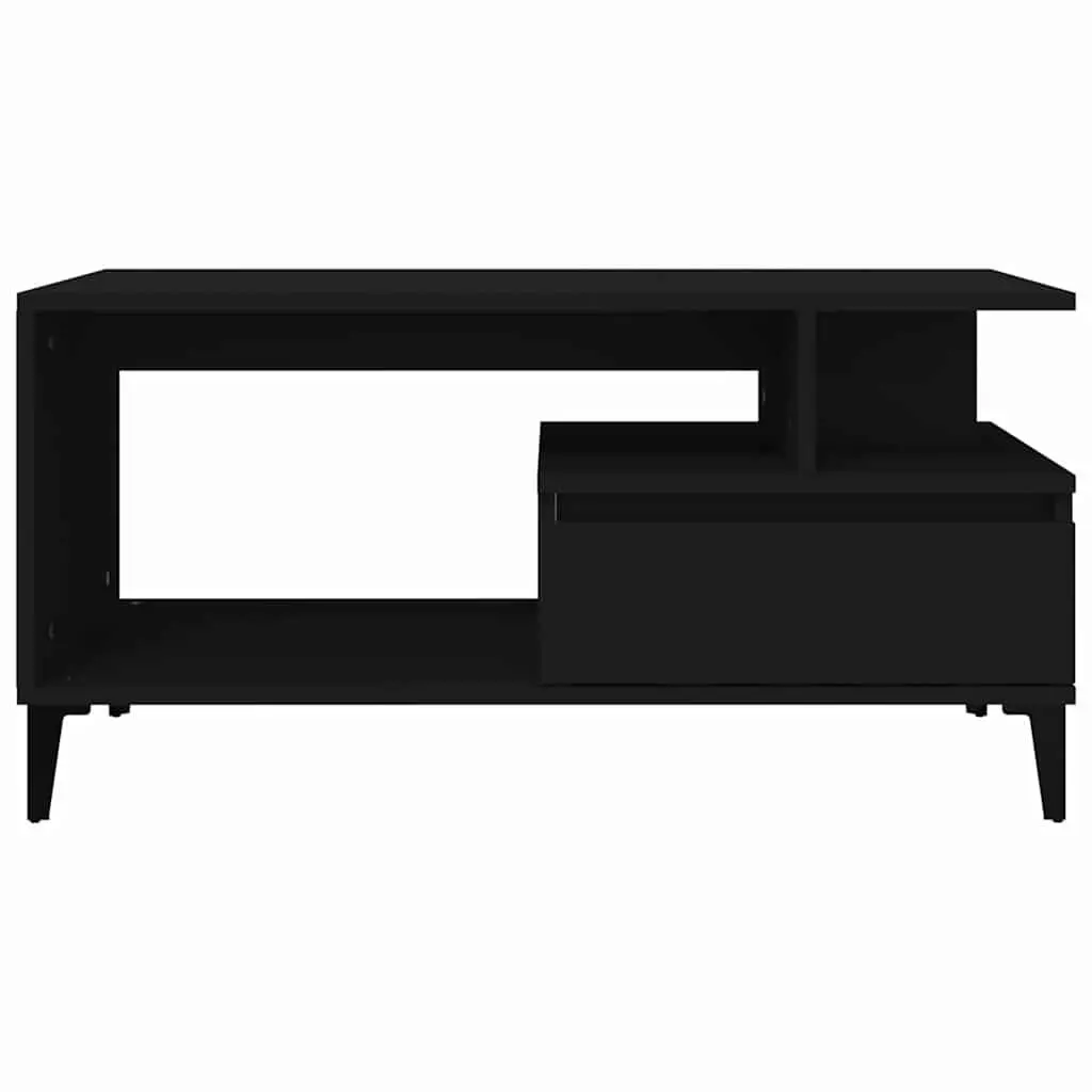 Coffee Table Engineered Wood 90 x 49 x 45 cm Black