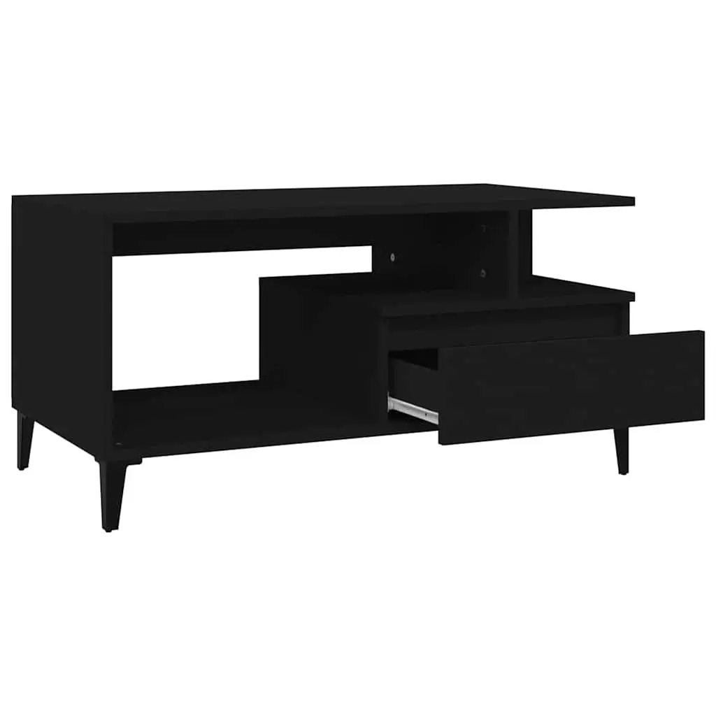 Coffee Table Engineered Wood 90 x 49 x 45 cm Black
