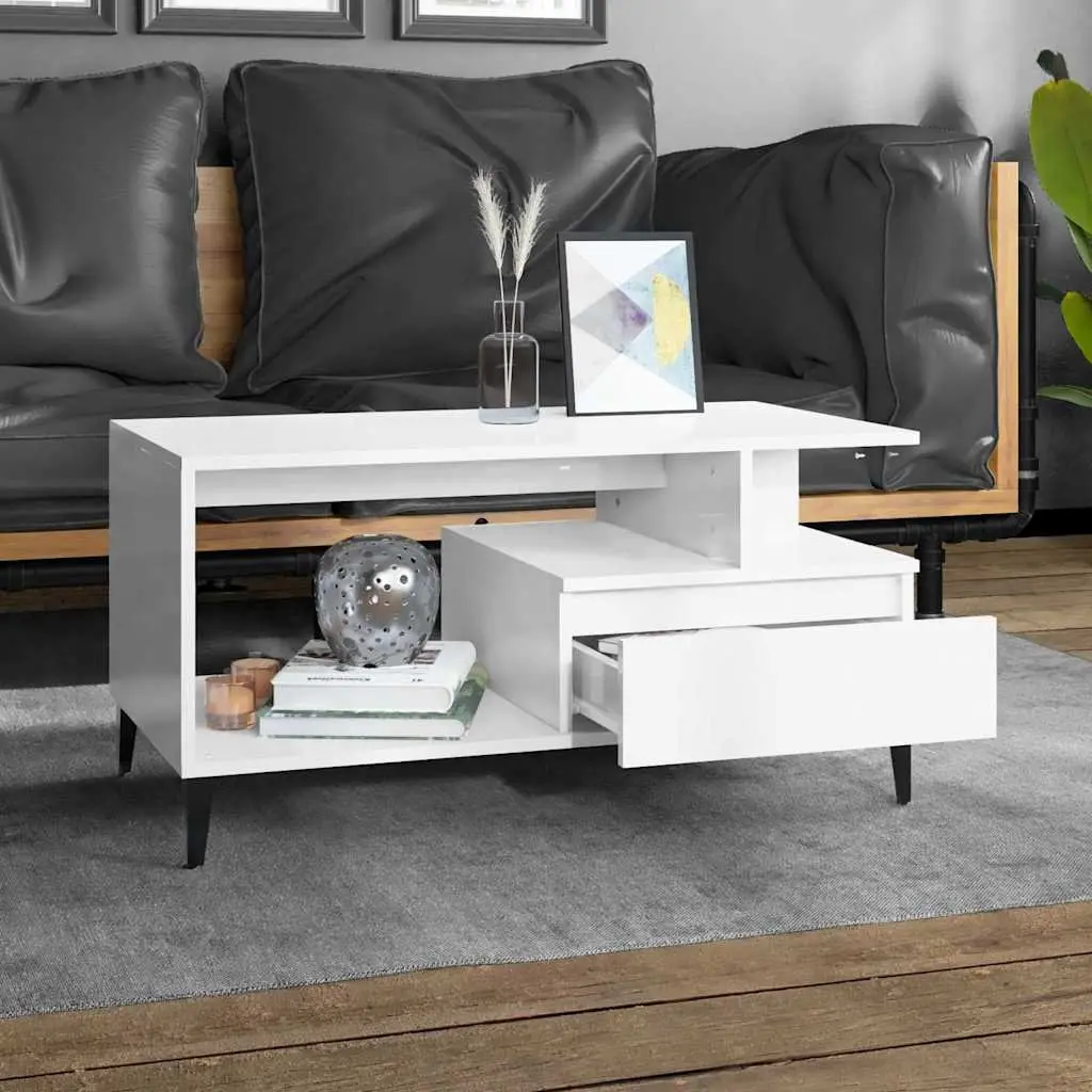 High Gloss White Coffee Table for Living Rooms