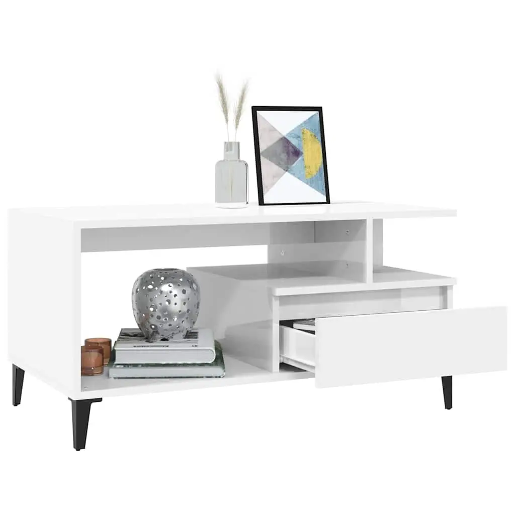 High Gloss White Coffee Table for Living Rooms