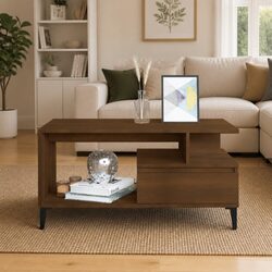 Sturdy Brown Oak Coffee Table 90x49x45 cm for Your Home