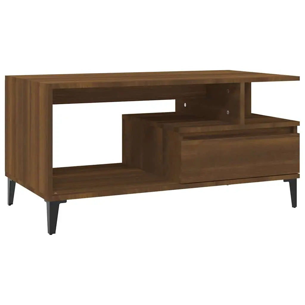 Coffee Table Engineered Wood 90x49x45 cm Brown Oak