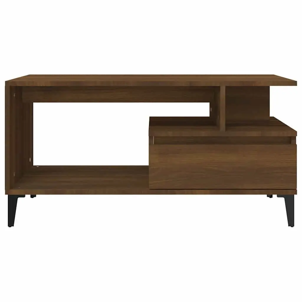 Coffee Table Engineered Wood 90x49x45 cm Brown Oak