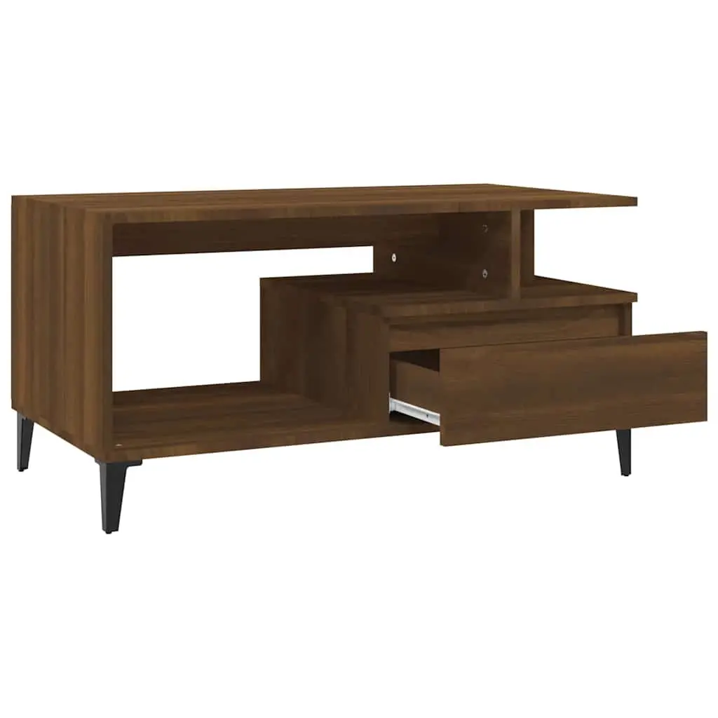 Coffee Table Engineered Wood 90x49x45 cm Brown Oak