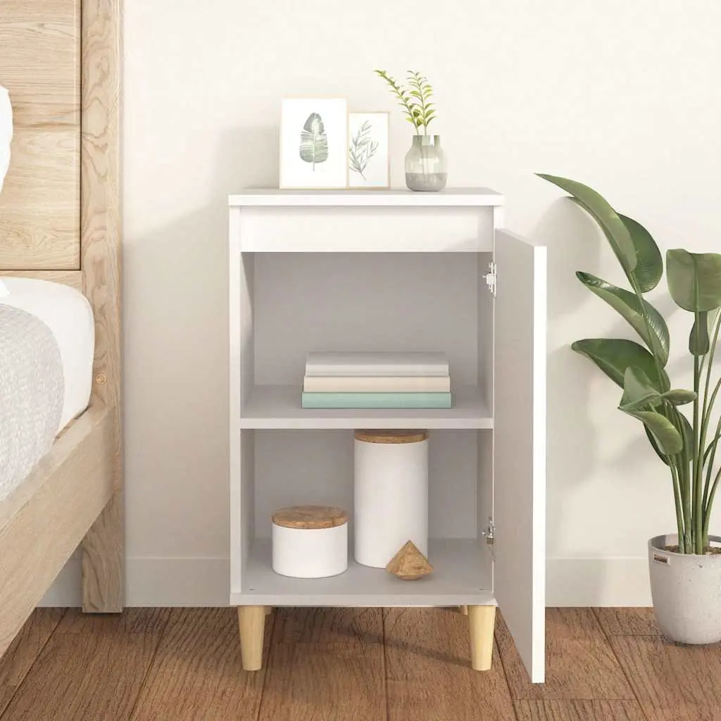 White Bedside Cabinet 40x35x70cm Engineered Wood