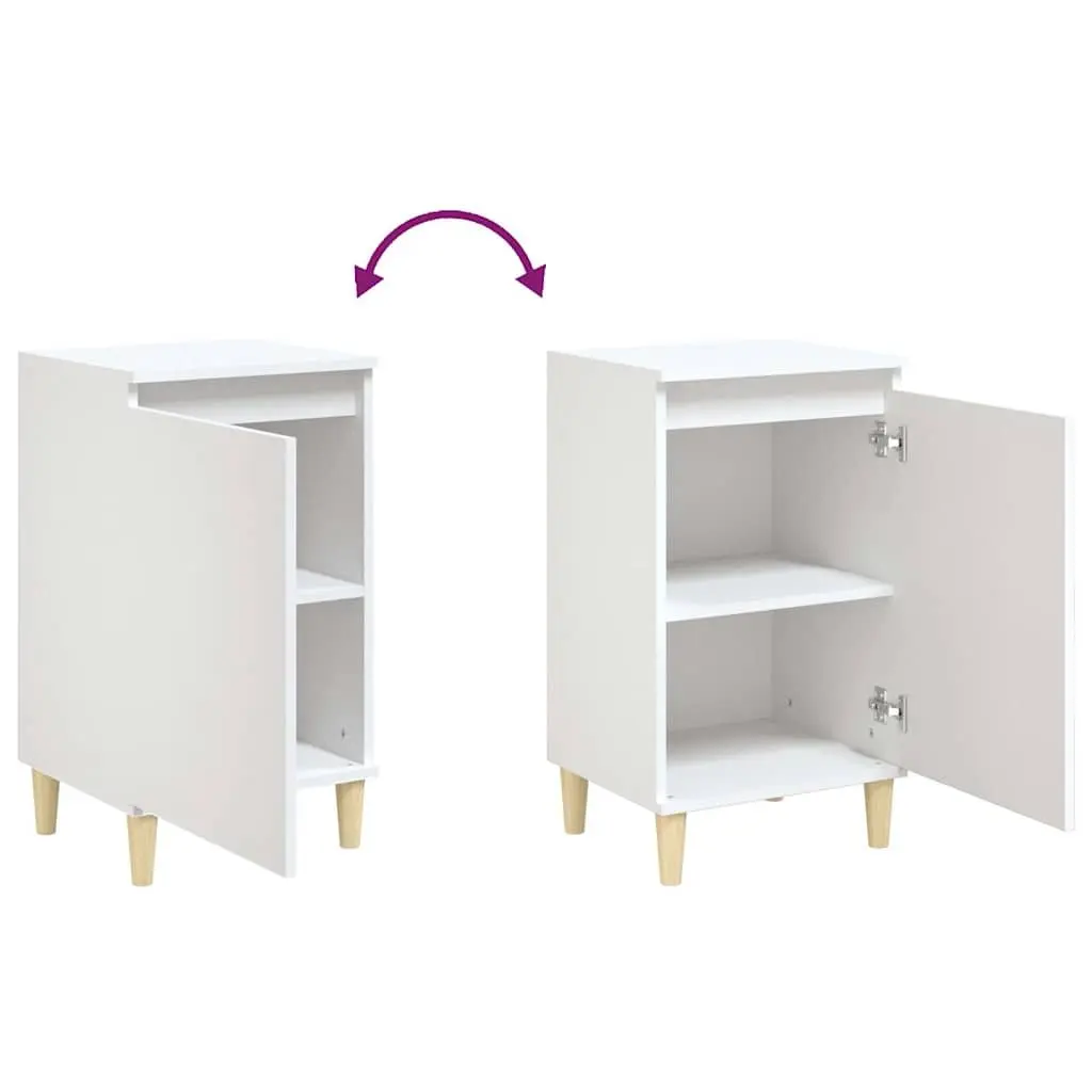 White Bedside Cabinet 40x35x70cm Engineered Wood