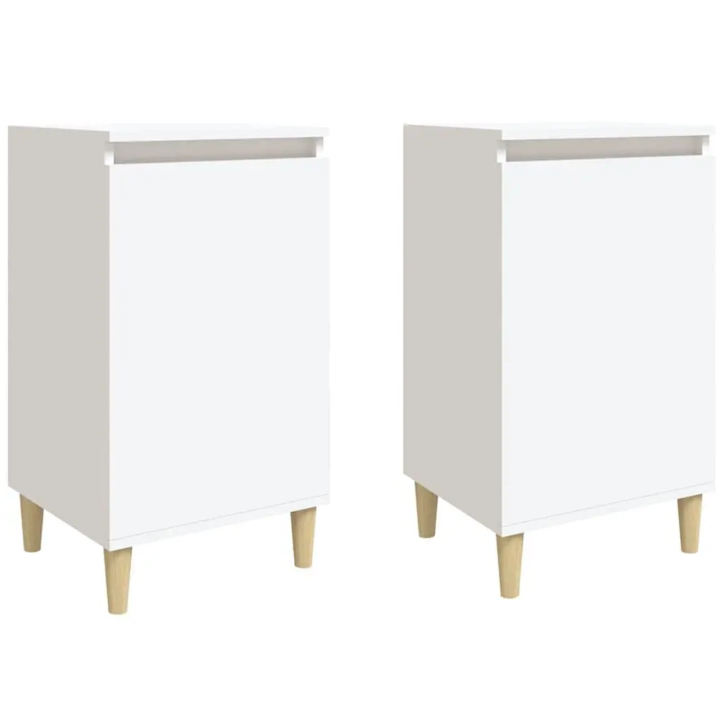 White Bedside Cabinets Set of 2, 40x35x70 cm