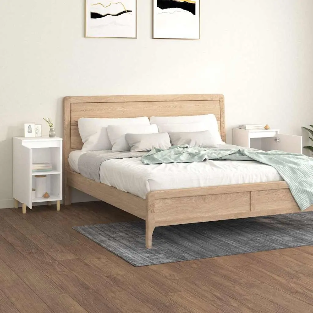 White Bedside Cabinets Set of 2, 40x35x70 cm