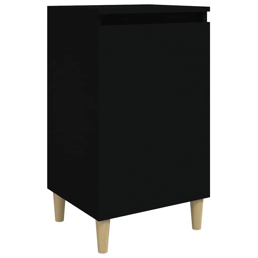 Bedside Cabinet Engineered Wood Black 40x35x70cm Nightstand Storage Table
