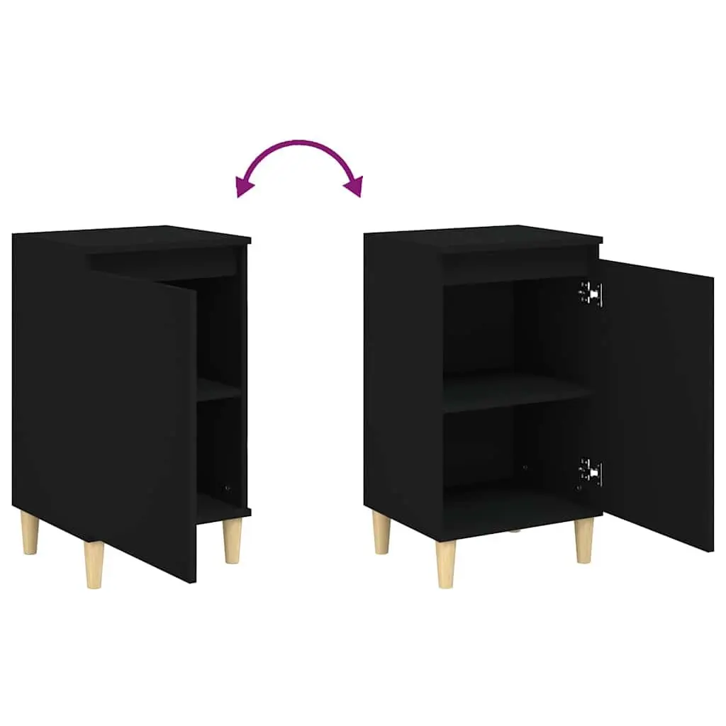 Bedside Cabinet Engineered Wood Black 40x35x70cm Nightstand Storage Table