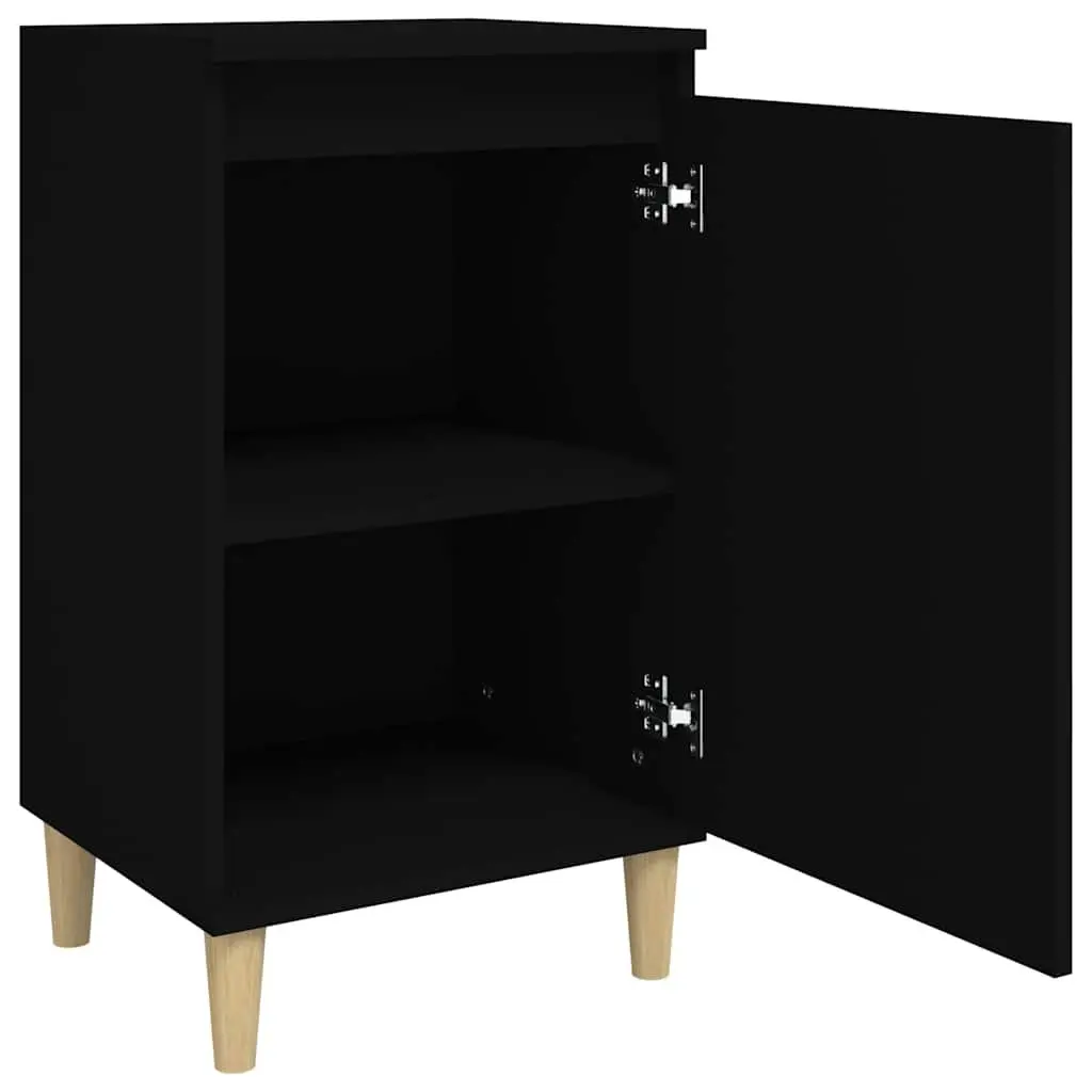 Bedside Cabinet Engineered Wood 40x35x70 cm Black 2 Piece Nightstand Storage