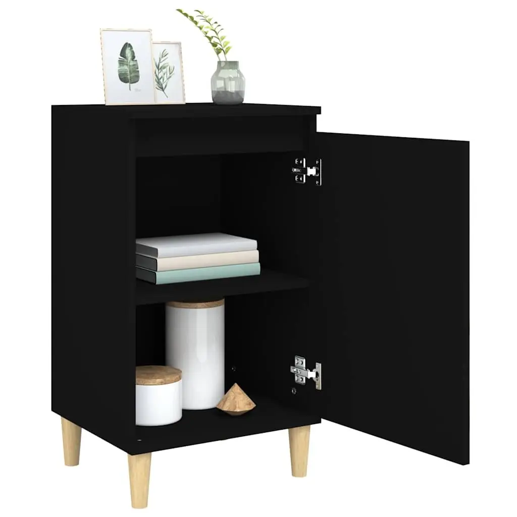 Bedside Cabinet Engineered Wood 40x35x70 cm Black 2 Piece Nightstand Storage